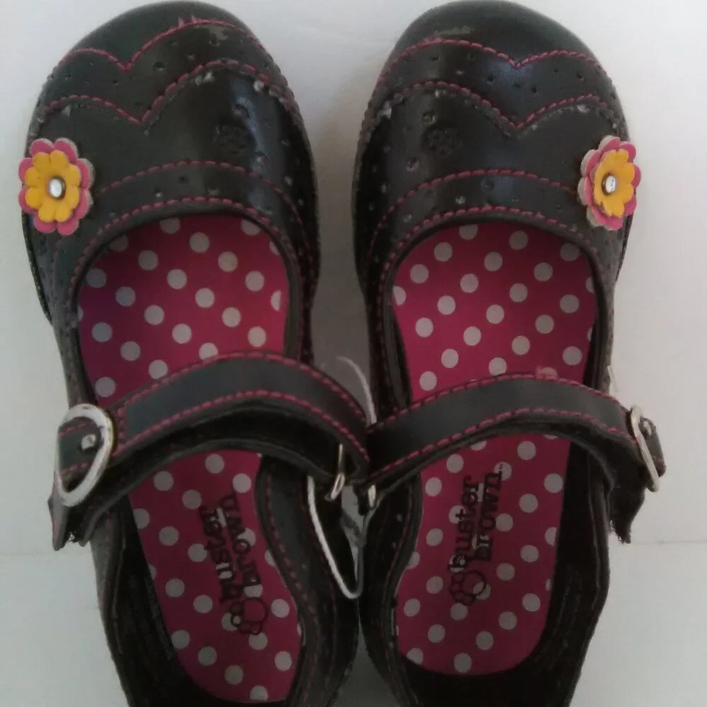 Buster Browns Girls Dress Shoe Color Black/Pink Youth Size 9 NWOT